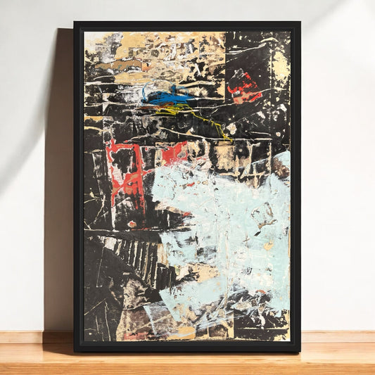 Original Framed Mixed Media Modern Art Collage Painting 12x18 "Chriology"