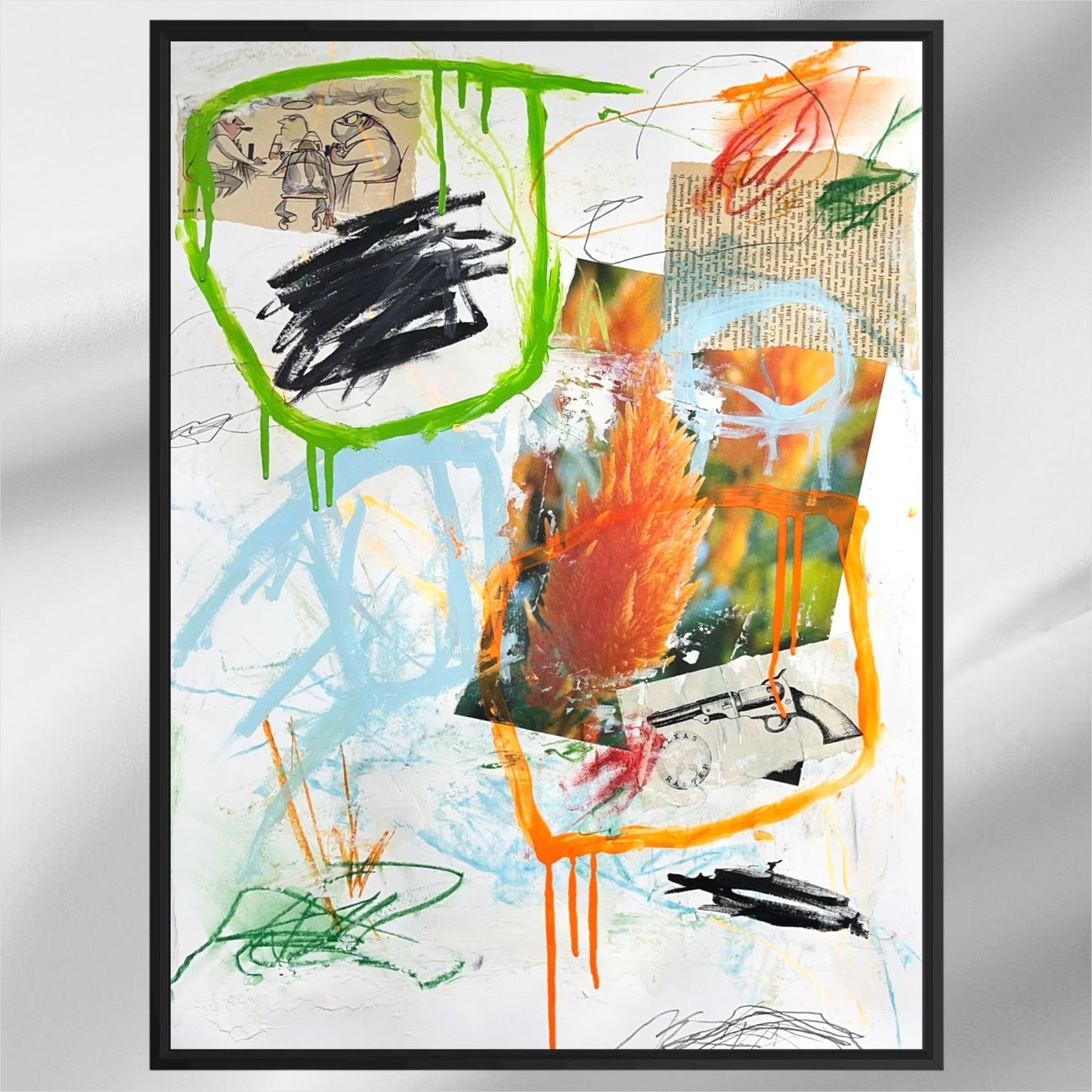 Original Mixed Media Abstract Modern Art Painting 18x24 "Calefactory" Signed