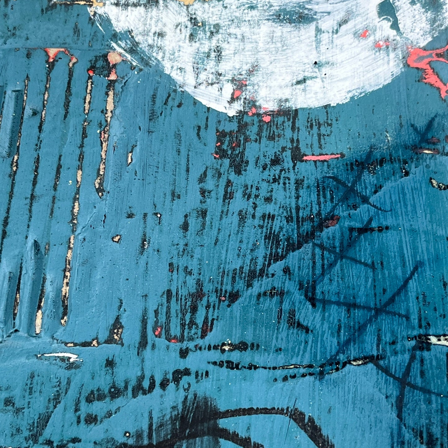 Original Grunge Minimalist Modern Art Collage Painting 8.5x11 "Theurgy" Signed