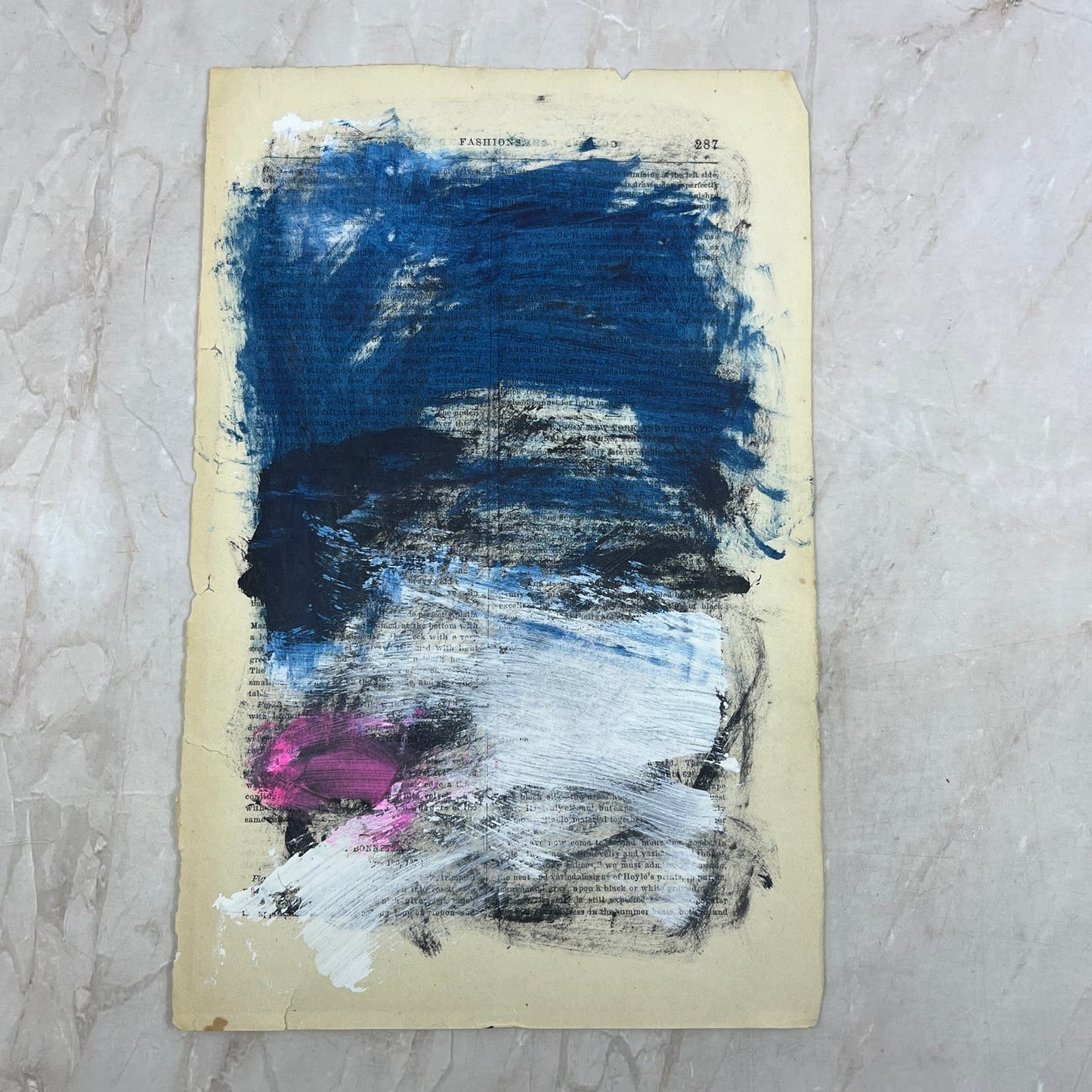 Original Mixed Media Abstract Art Painting 6x9.75” on 1861 Paper Signed #22