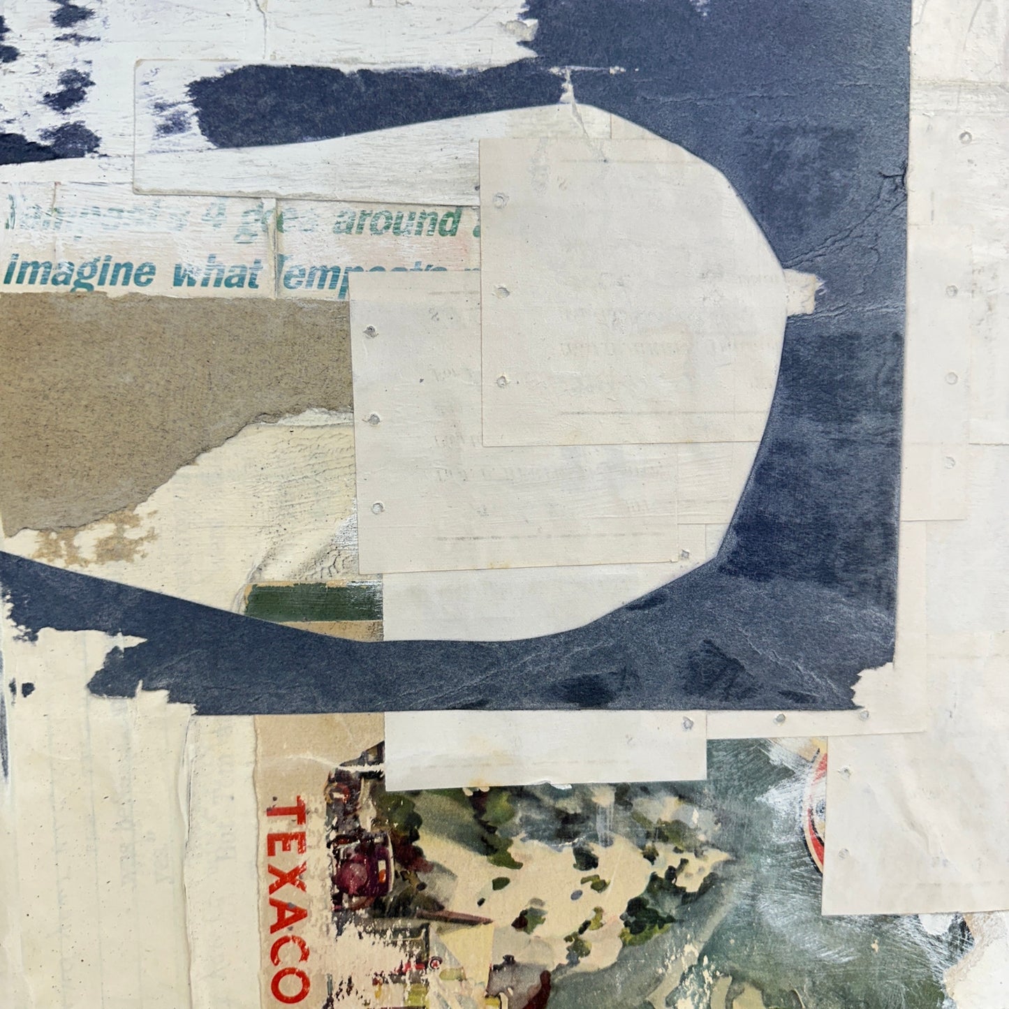 Original 11.5x30" Mixed Media Modern Art Collage on Canvas "Hederated"