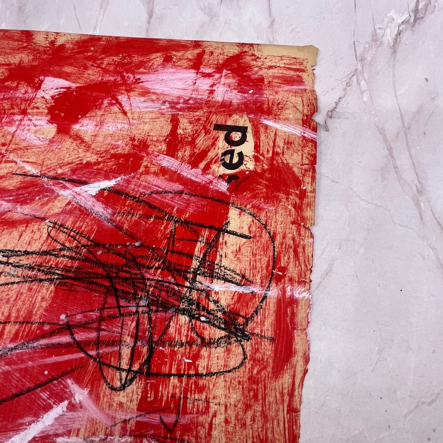 Original Mixed Media Abstract Art Painting "Inhibition" On 1800s Atlas Page