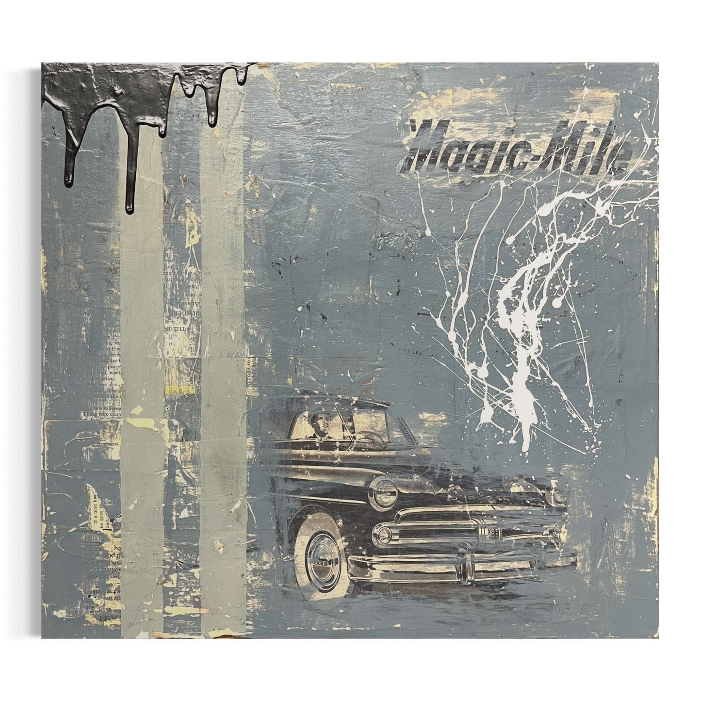 Original Mixed Media Abstract Art Painting 14x15 “Dodge Magic Mile" Signed