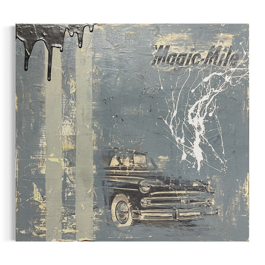 Original Mixed Media Abstract Art Painting 14x15 “Dodge Magic Mile" Signed