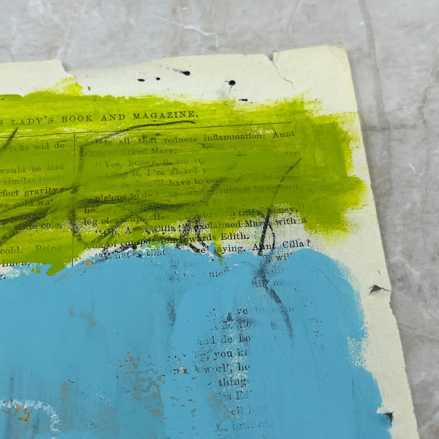 Original Mixed Media Abstract Art Painting 6x9.75” on 1861 Paper Signed #7