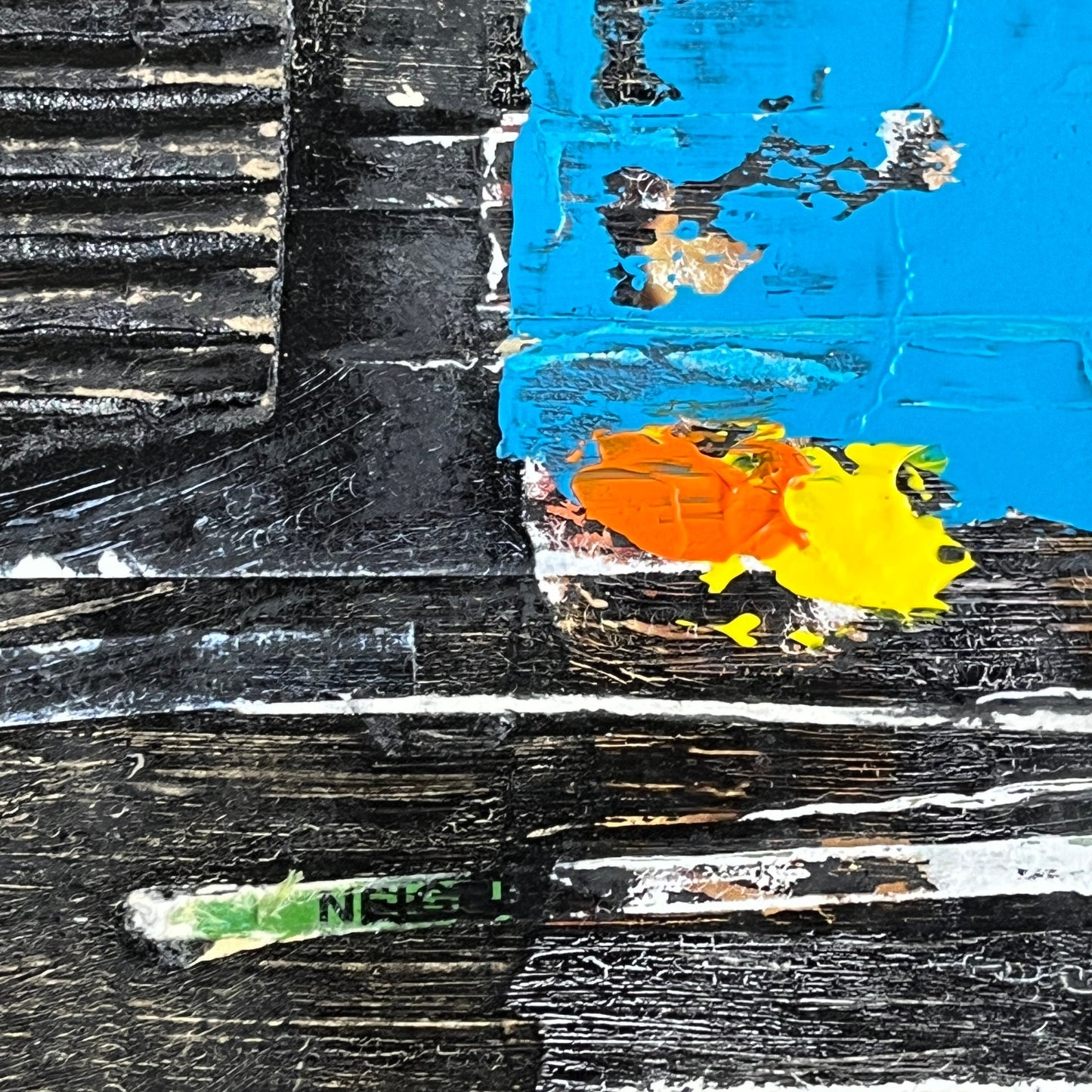 Original Grunge Minimalist Modern Art Collage Painting 8.5x11 "Pappus" Signed