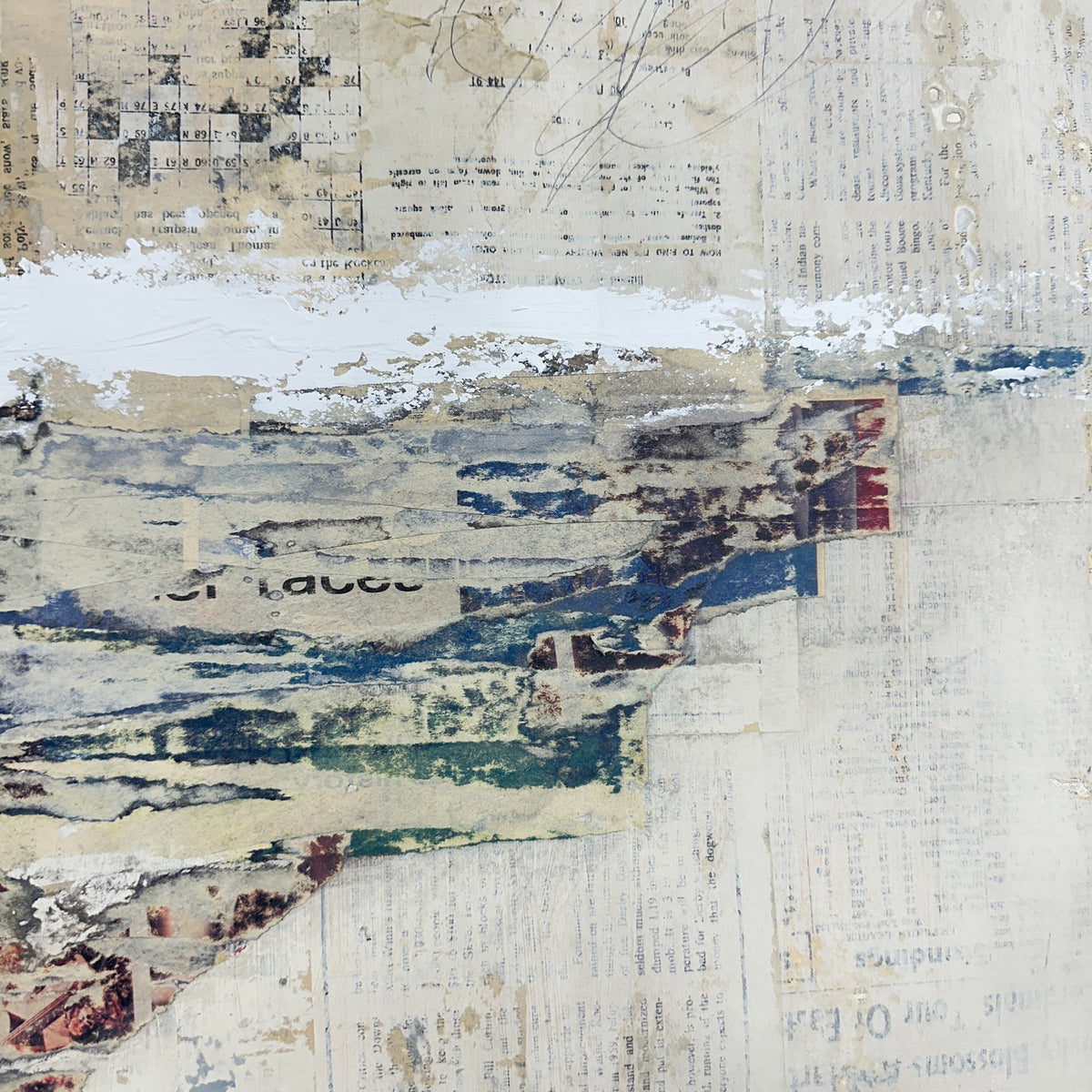 Original Mixed Media Modern Art Collage Painting 18x24 "Lucre" Signed