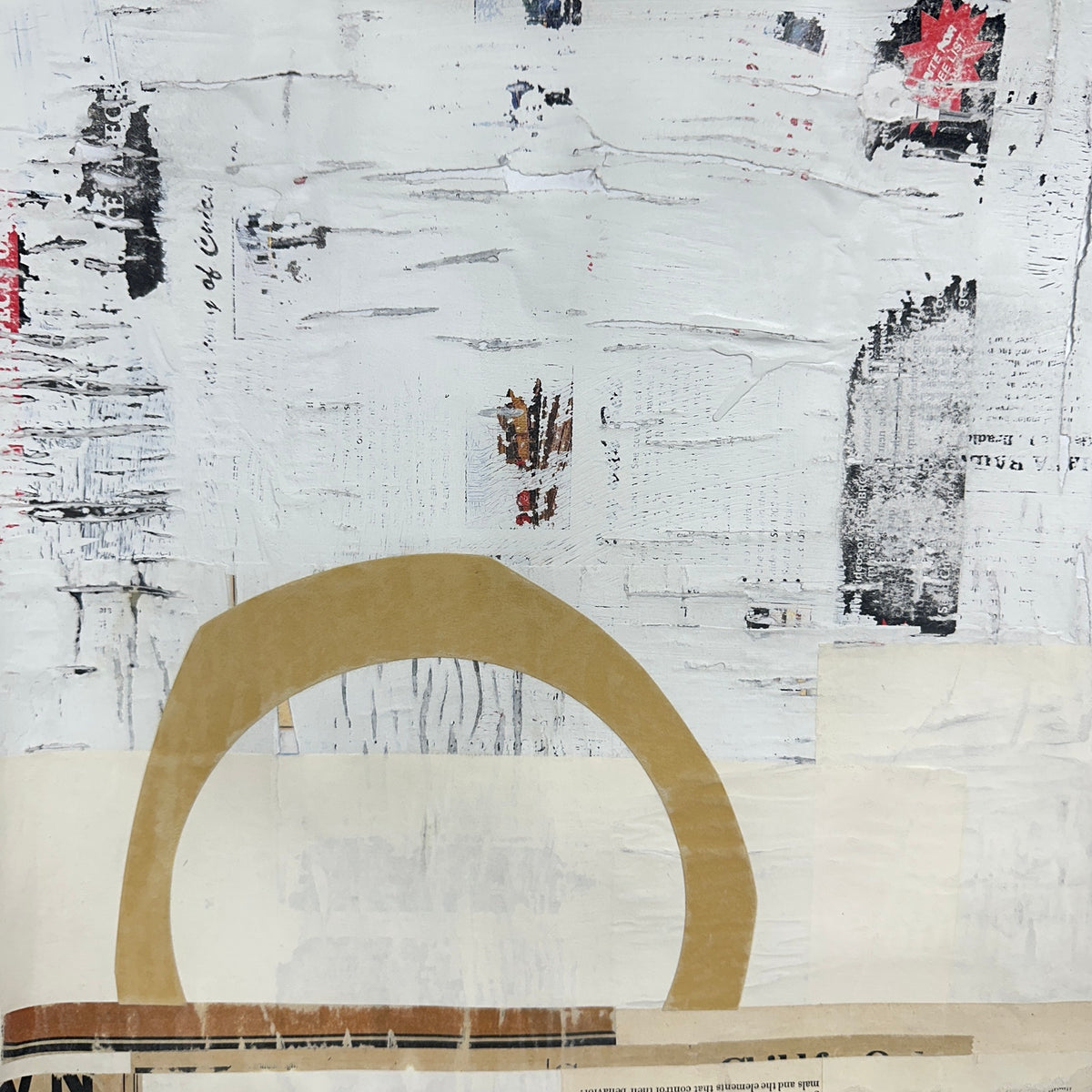 Original Mixed Media Modern Art Collage Painting 18x24 "Crenate" Signed