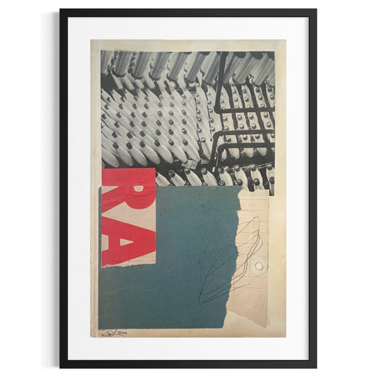 Original Mixed Media Modern Art Collage "Leeboard" 6.25x9.5" Signed