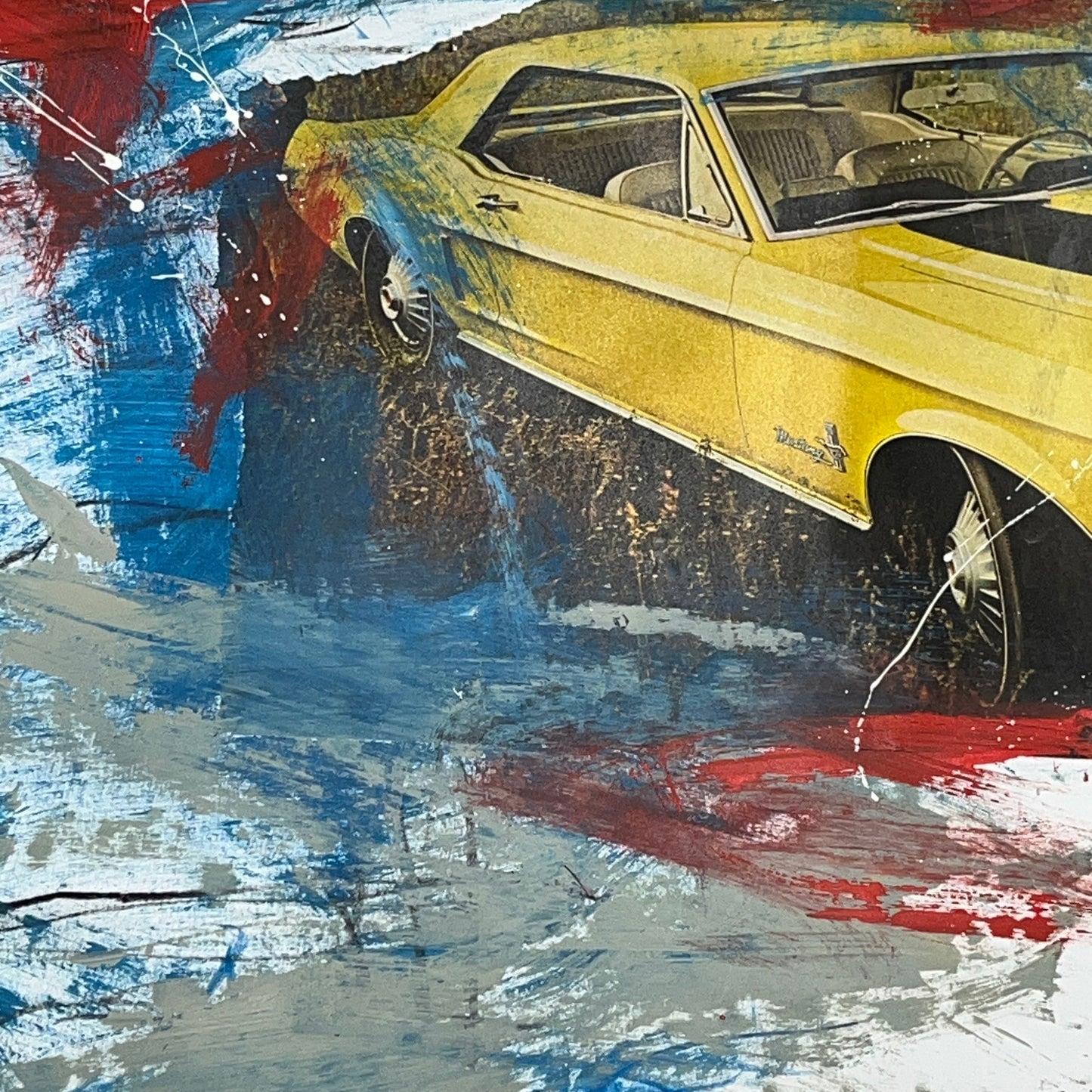 Original Abstract Art Painting 18x24 “A Ring of Invincibility 68 Yellow Mustang"
