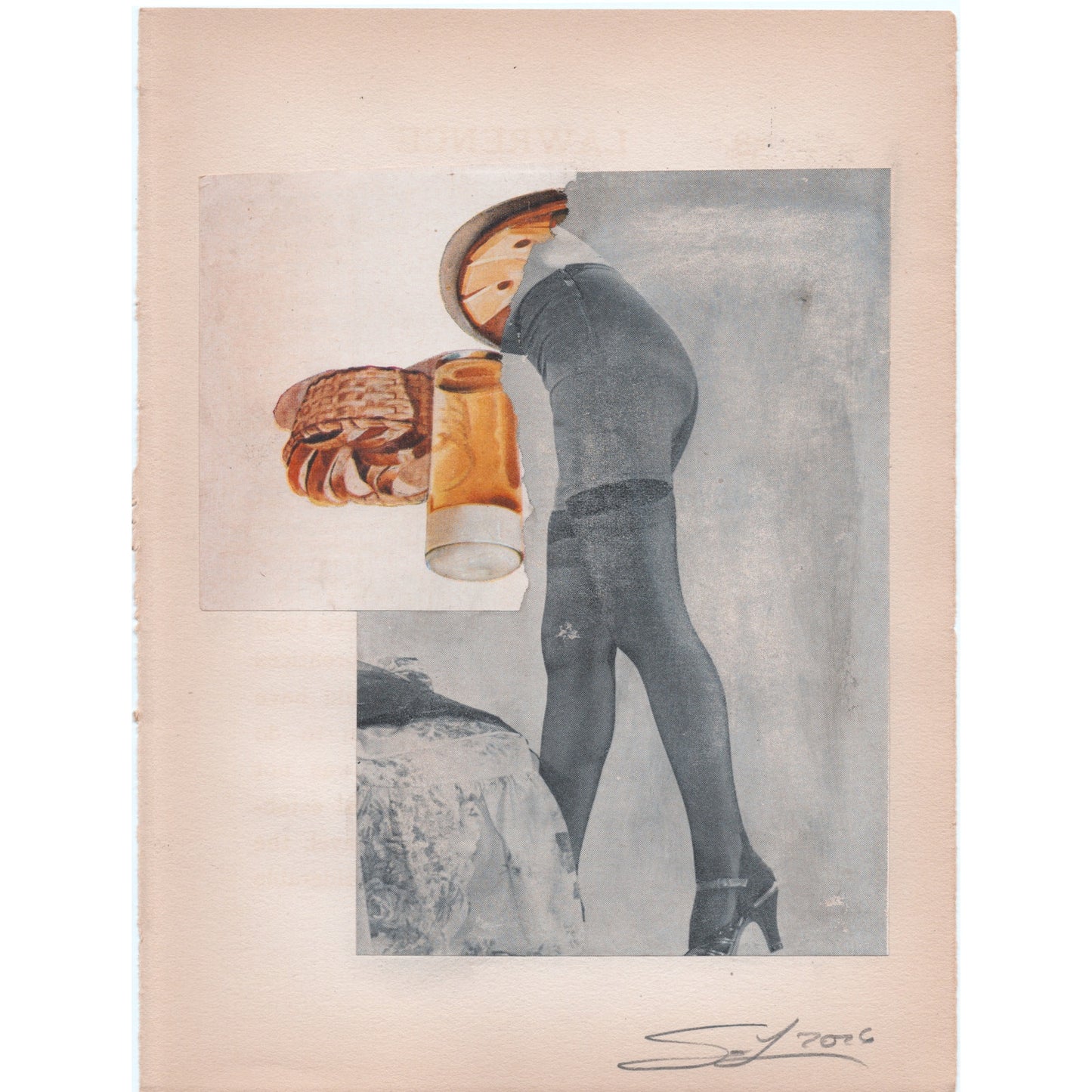 Original Mixed Media Modern Art Collage "Viminal" 5.75x7.5" Signed