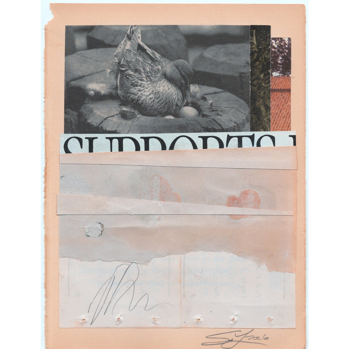 Original Mixed Media Modern Art Collage "Jerque" 5.75x7.5" Signed