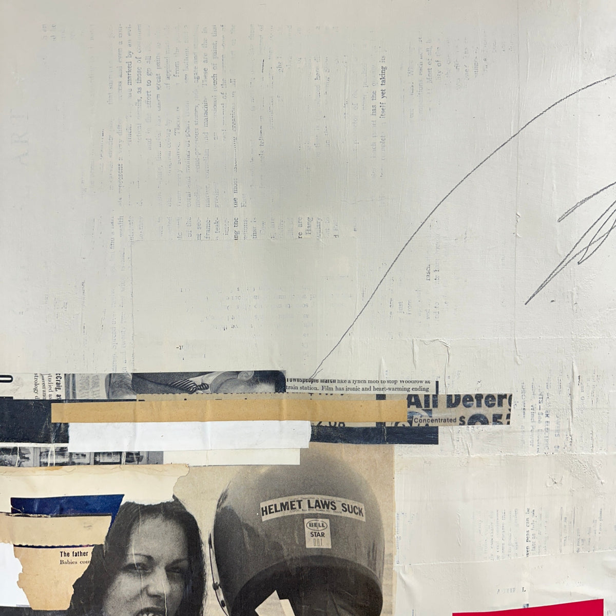Original Mixed Media Modern Art Collage Painting 18x24 "Helmet Laws Suck" Signed
