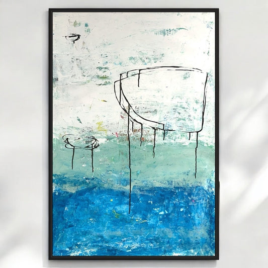 Original Mixed Media Abstract Modern Art Painting 24x36 "Ambit" Signed