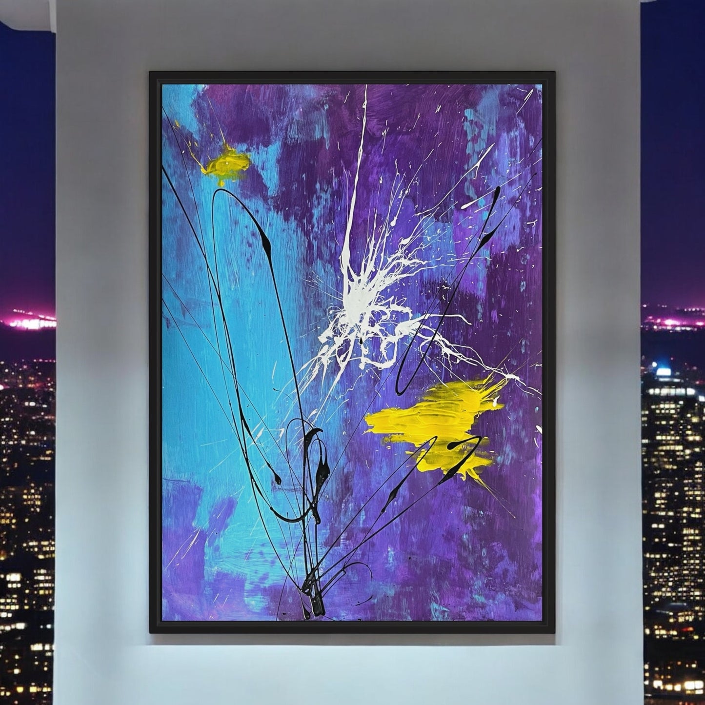 Original Mixed Media Abstract Art Painting 18x24 “Night Life" Signed