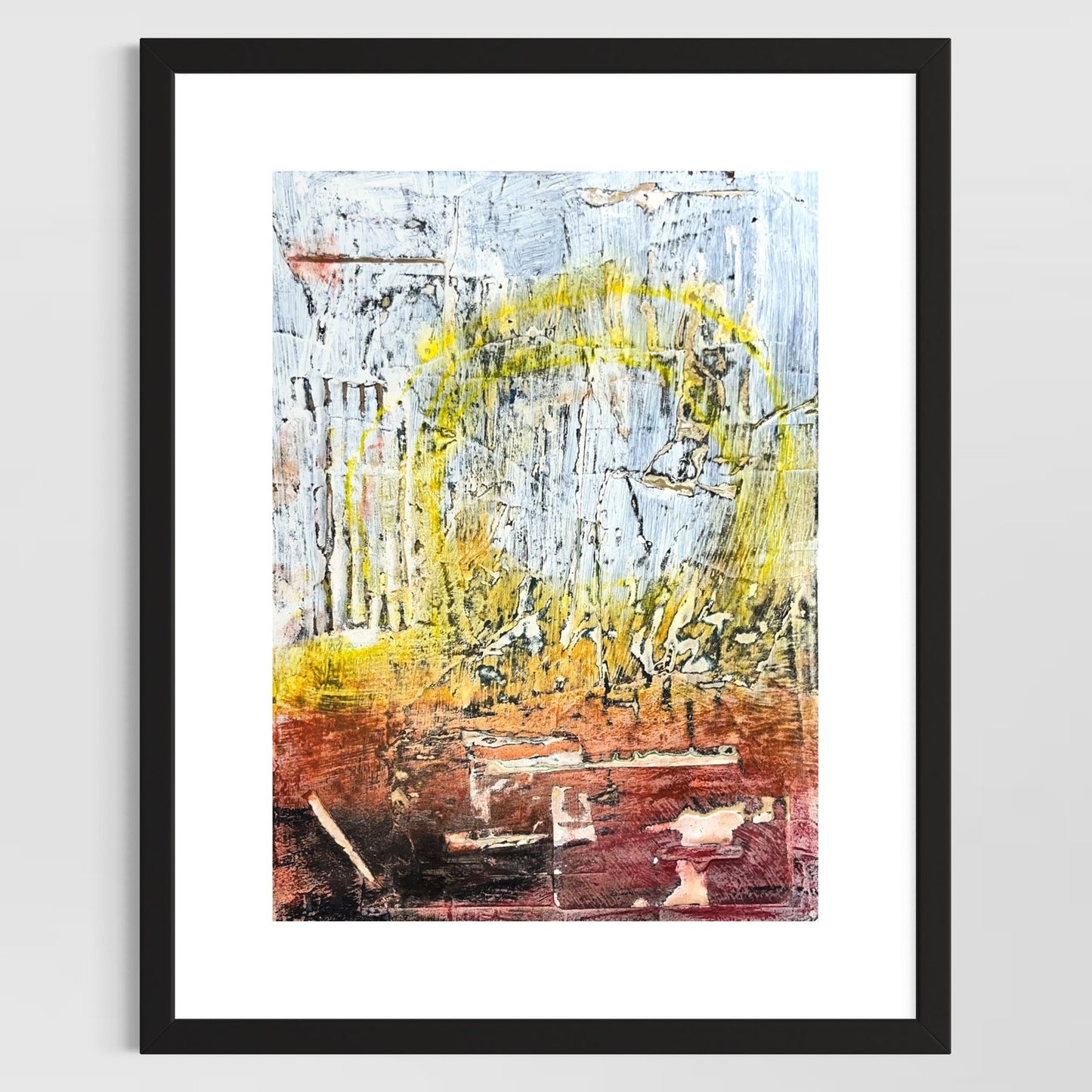 Original Minimalist Modern Art Collage Painting 8.5x11 "Barleycorn" Signed