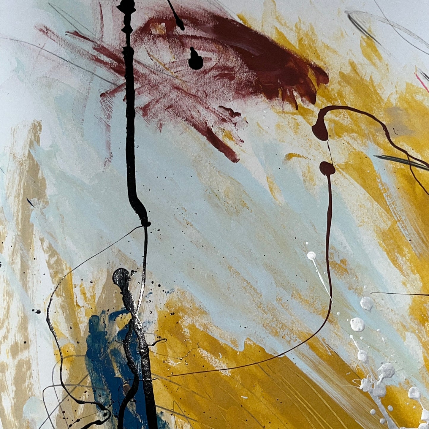 Original Mixed Media Abstract Modern Art Painting 18x24 "Ninon" Signed