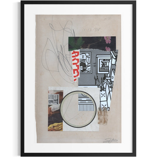 Original Mixed Media Modern Art Collage "Skelic" 6.25x9.5" Signed