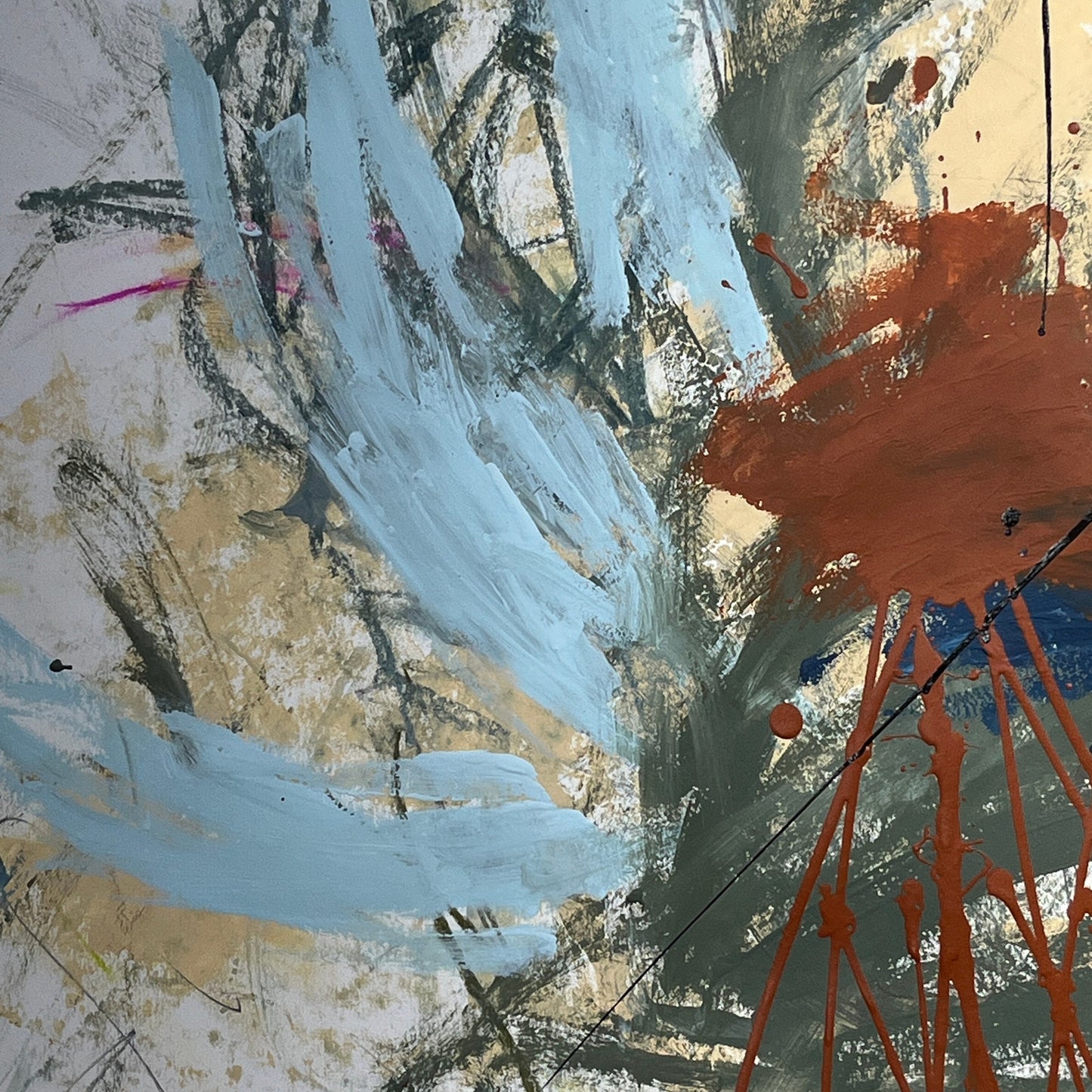 Original Mixed Media Abstract Modern Art Painting 18x24 "Barouche" Signed