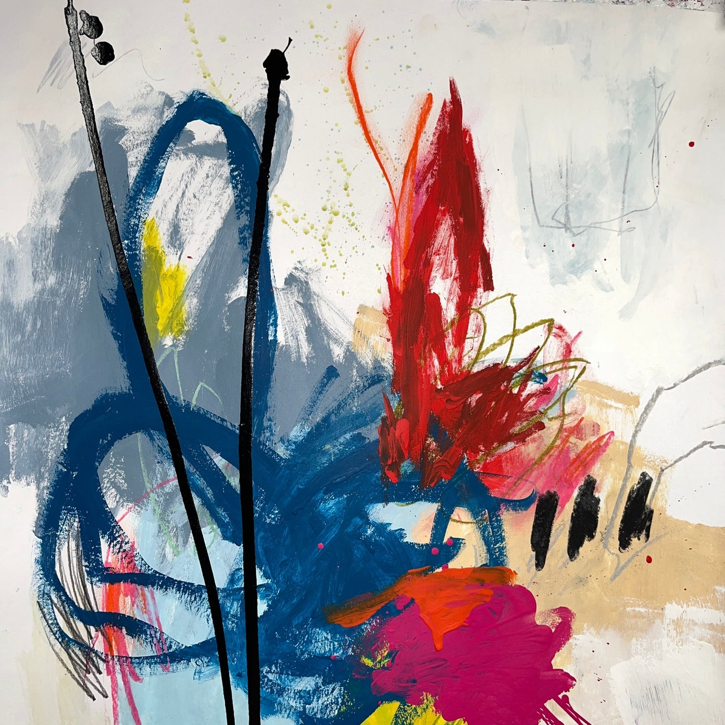 Original Mixed Media Abstract Modern Art Painting 18x24 "Pomoerium" Signed