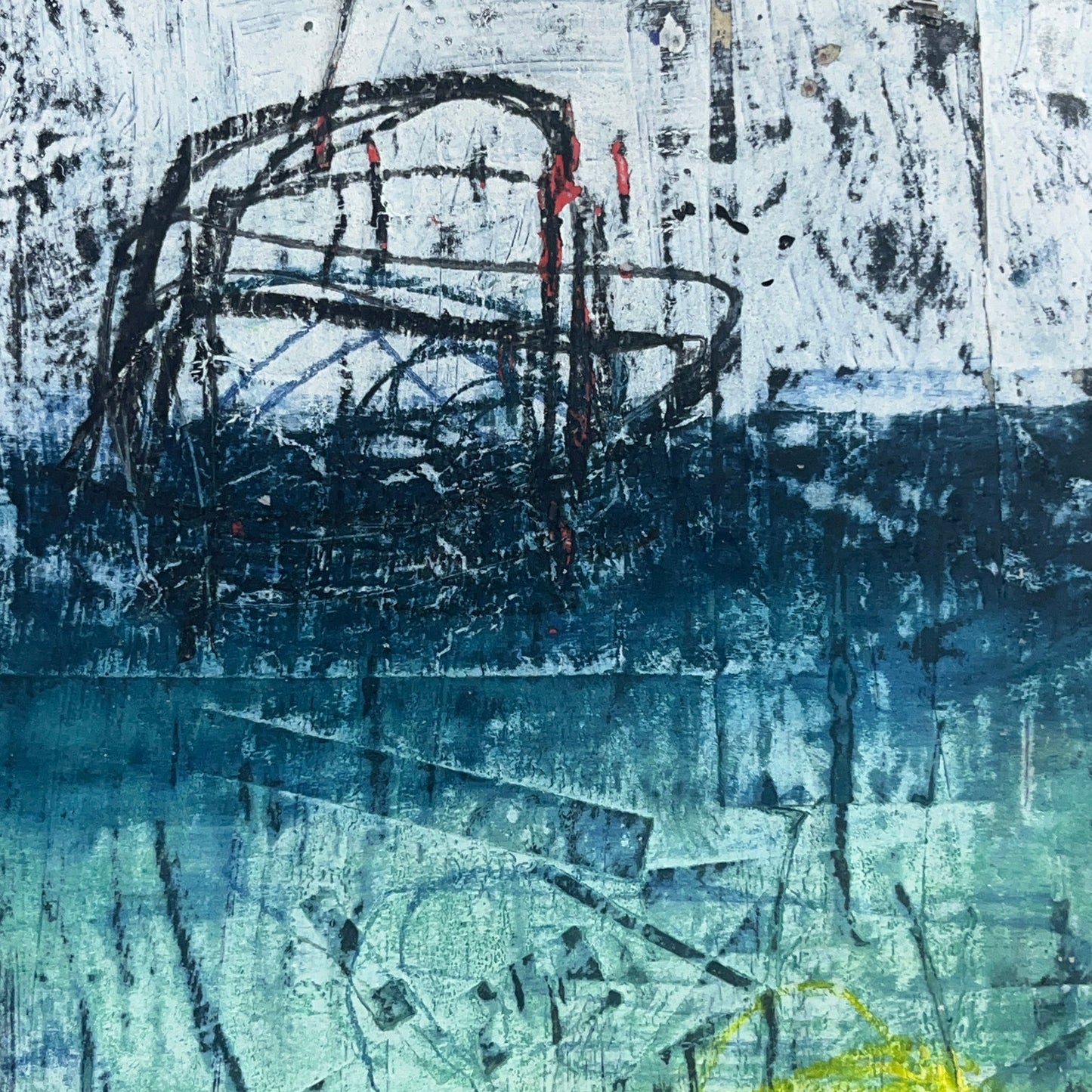 Original Grunge Minimalist Modern Art Collage Painting 8.5x11 "Malleation"