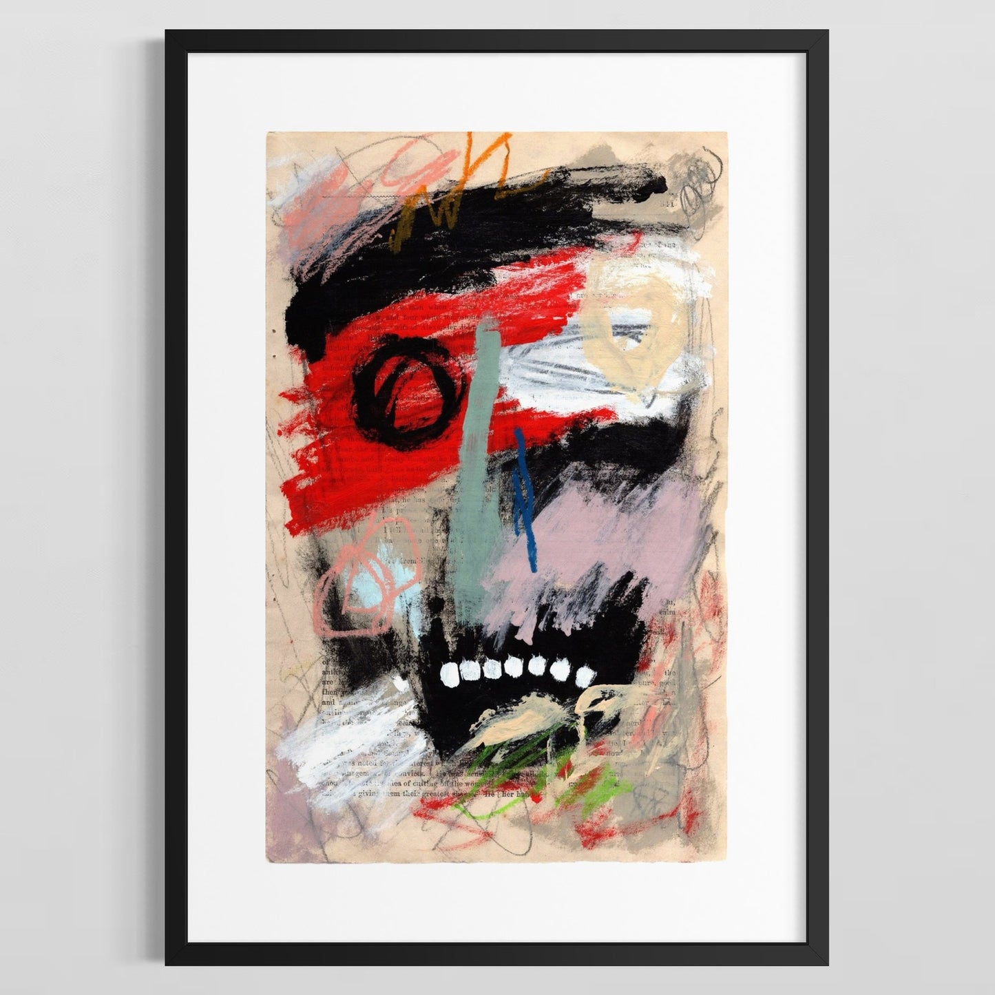Original Abstract Modern Art Painting on Paper from 1878 Magazine #5 Signed