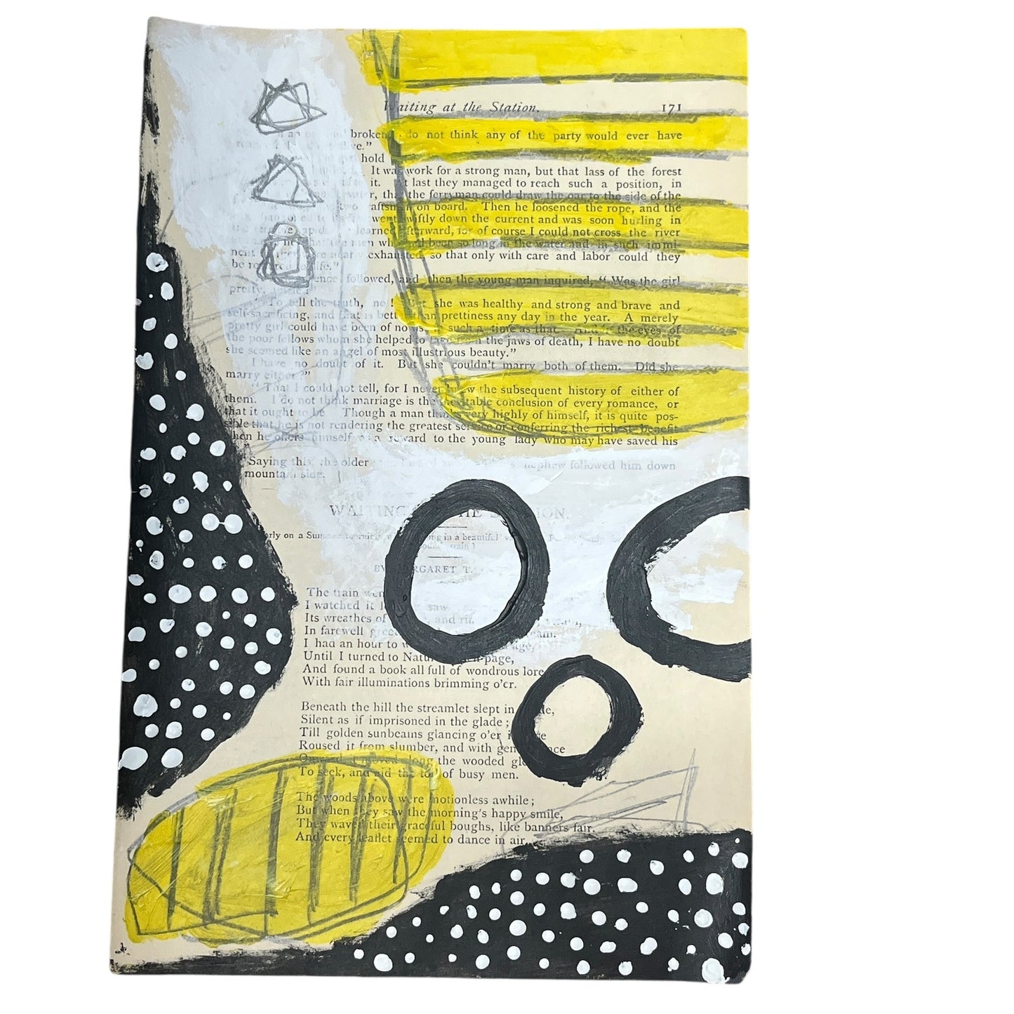 Original Abstract Modern Art Painting on Paper from 1875 Magazine #14 Signed