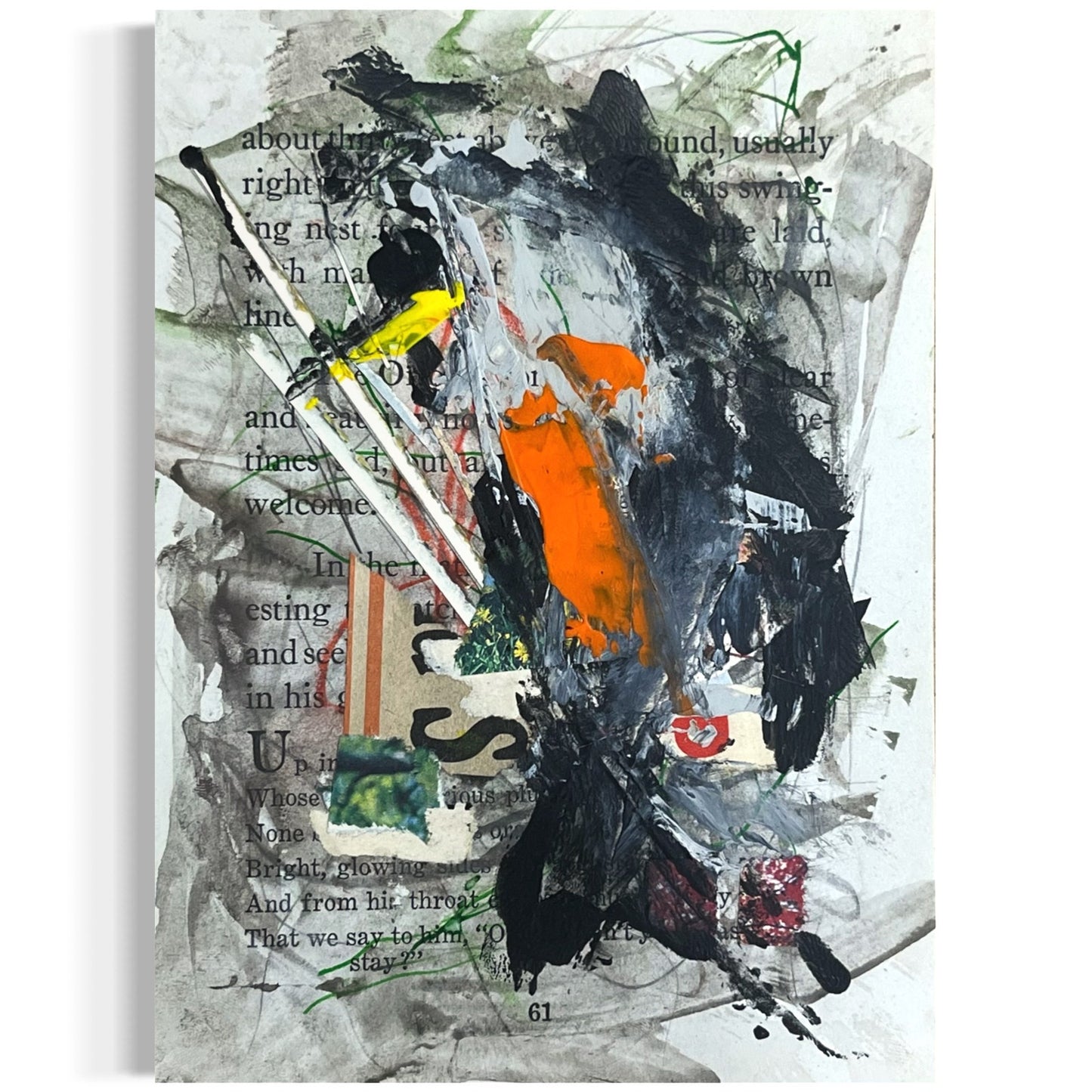 Original Abstract Modern Art Bird Painting "Baltimore Oriole" Signed