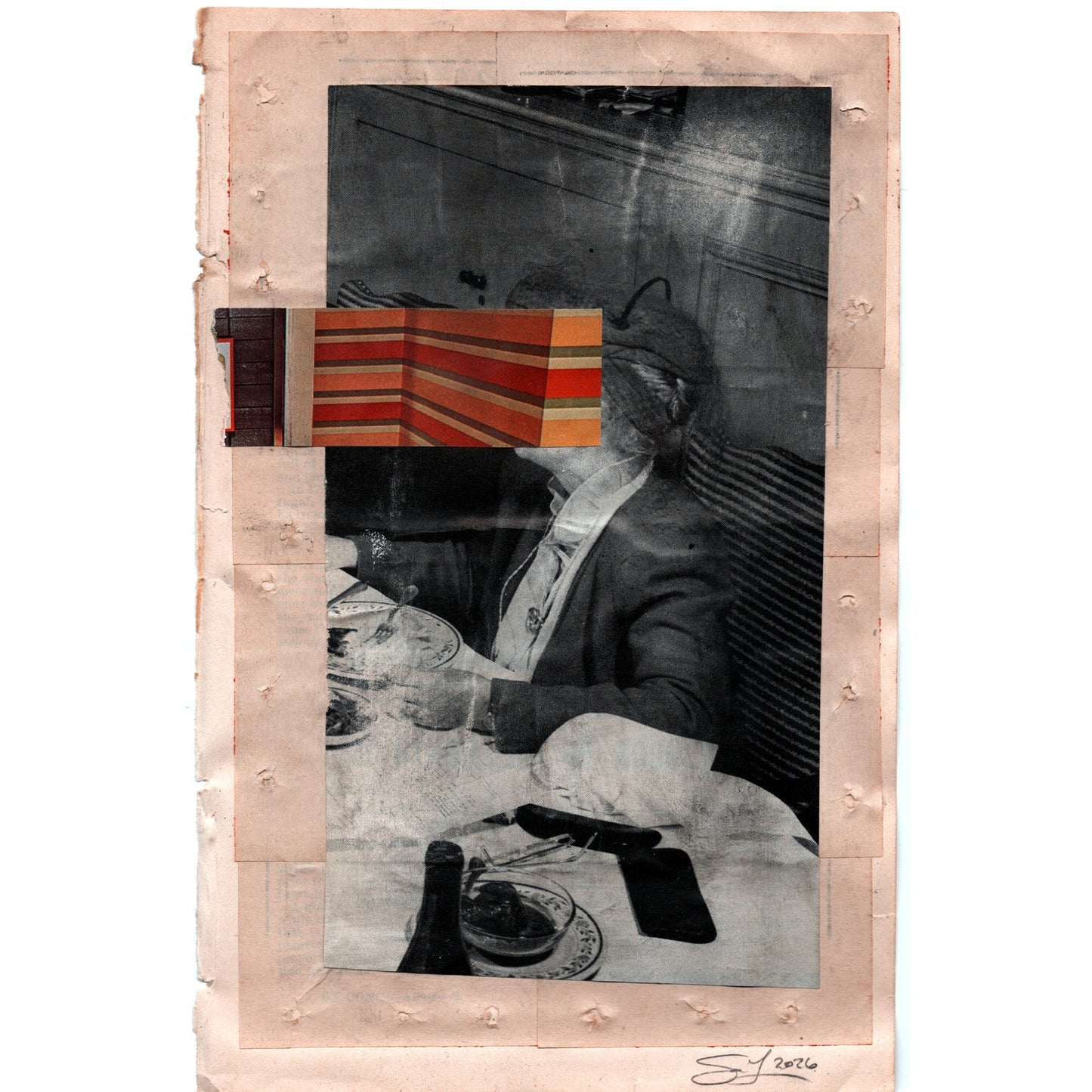 Original Mixed Media Modern Art Collage "Malversation" 5.75x9" Signed