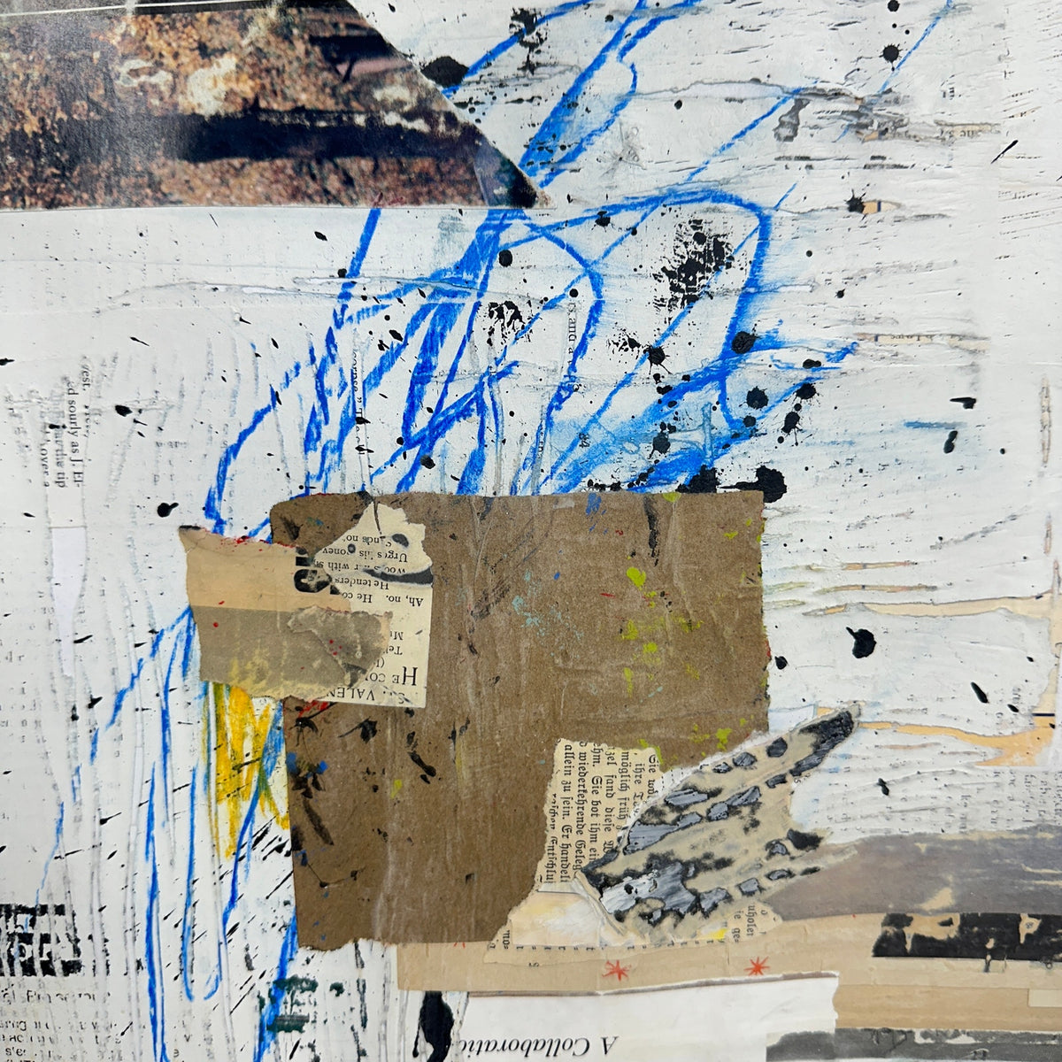 Original Mixed Media Modern Art Collage Painting 18x24 "Lasher" Signed