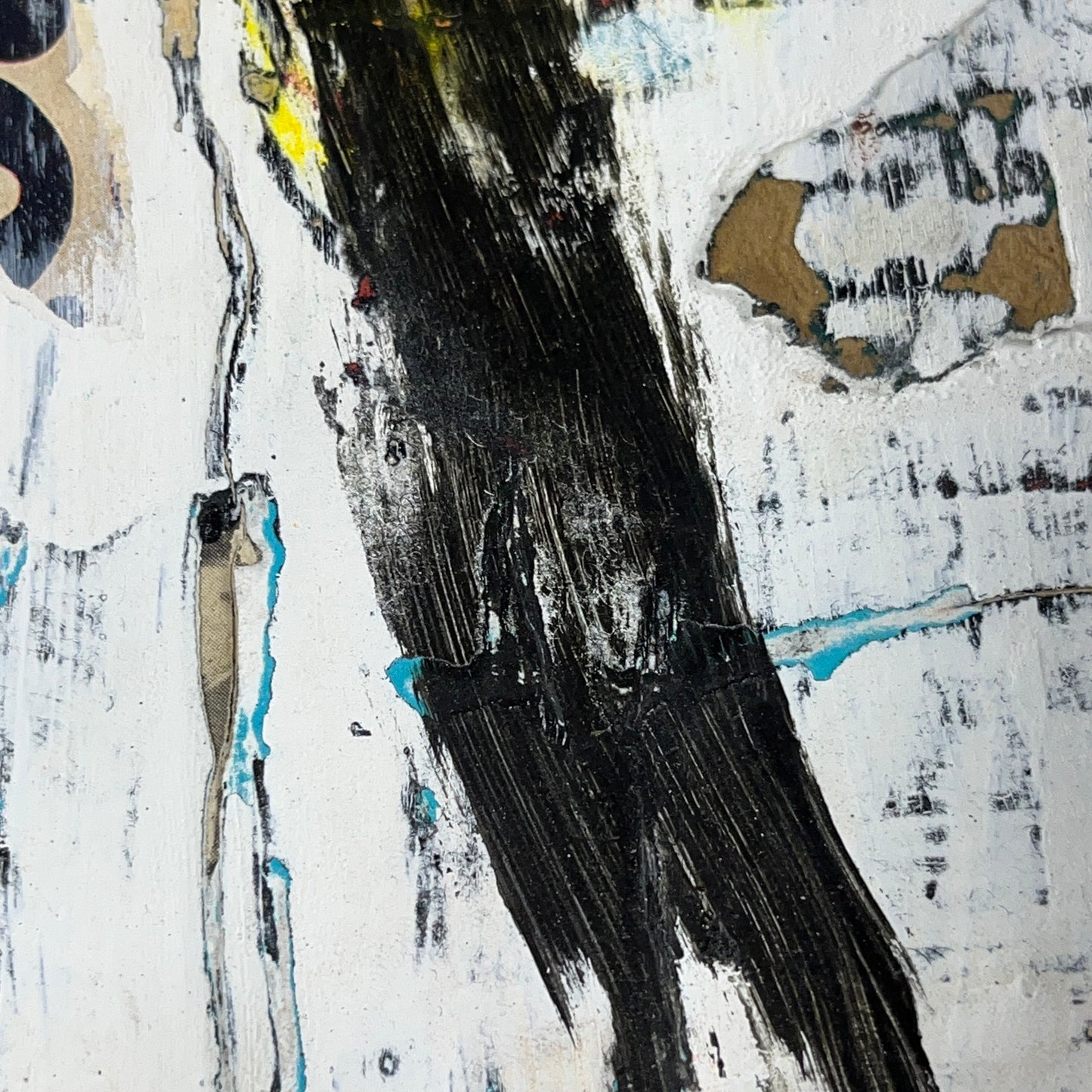 Original Minimalist Modern Art Collage Painting 8.5x11 "Quadripole" Signed