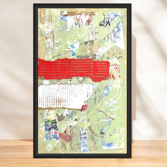 Original Framed Mixed Media Modern Art Collage Painting 12x18 "Obvolvent"