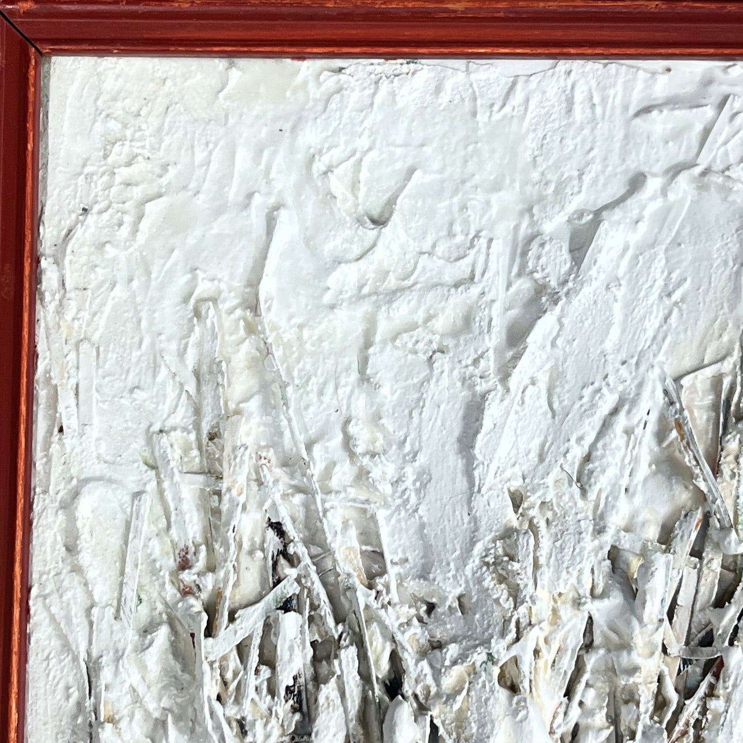 Original Framed Minimalist Abstract Art Painting Collage 6x10 "Vasculature #2"