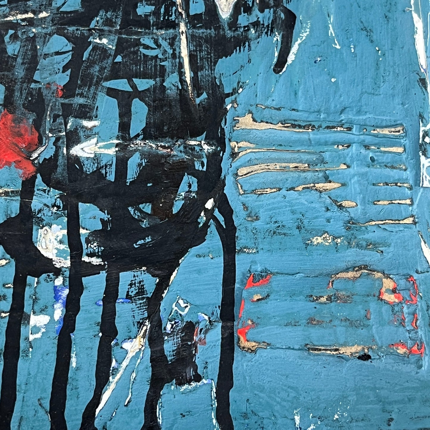 Original Grunge Minimalist Modern Art Collage Painting 8.5x11 "Epuration" Signed