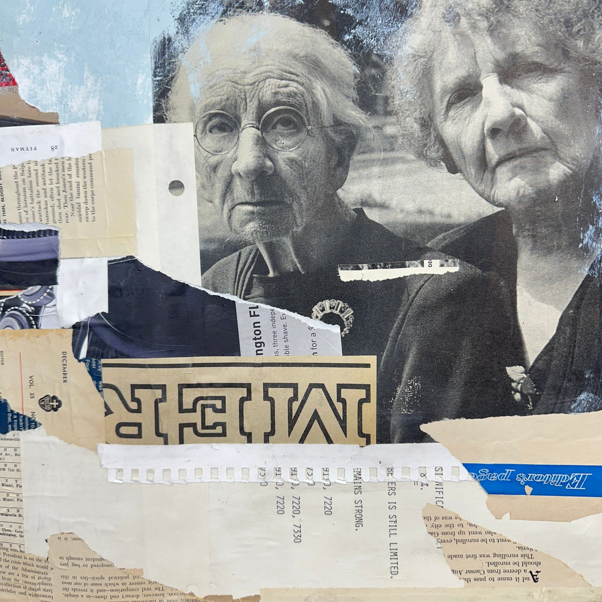Original Mixed Media Modern Art Colllage Painting 18x24 "Gowk" Signed