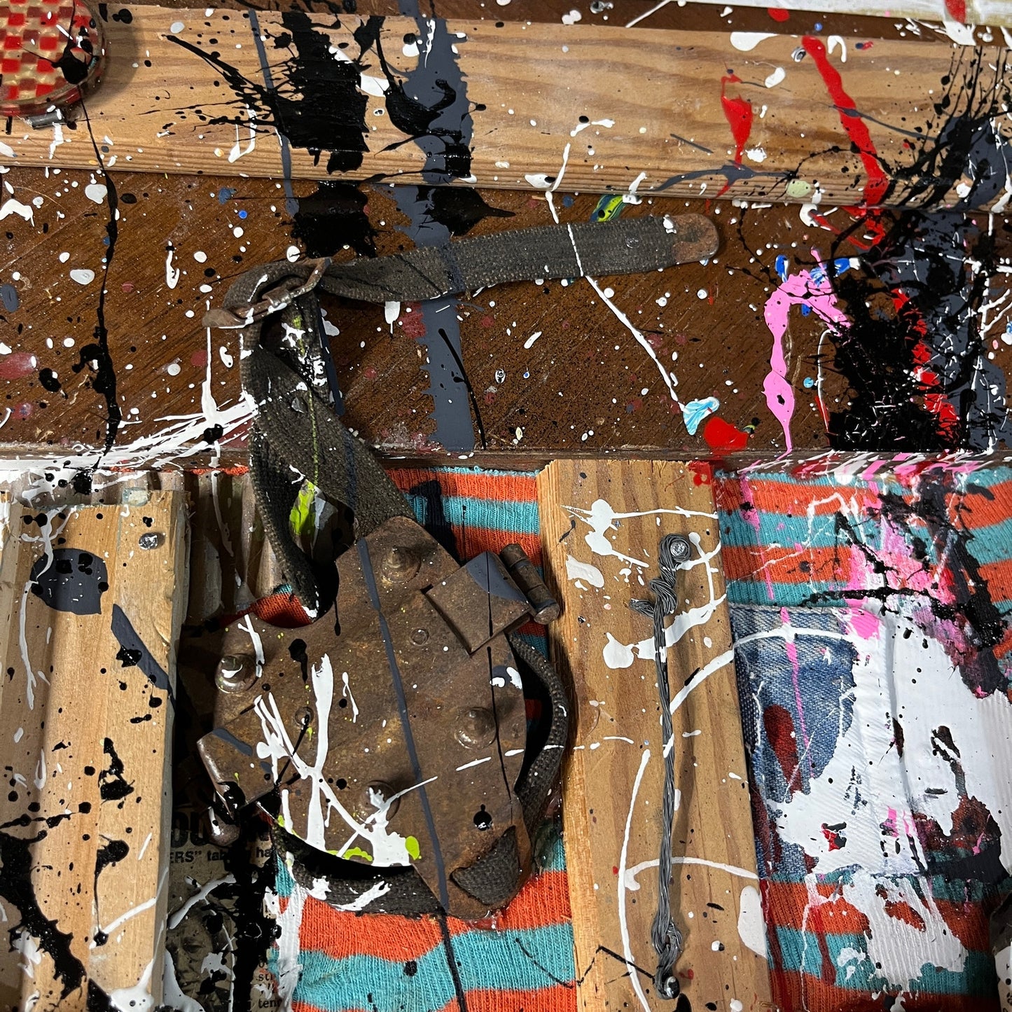 Original Abstract Collage Assemblage Combine Art Painting 16x20 "Restoration"