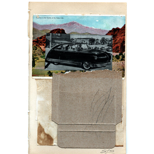 Original Mixed Media Modern Art Collage "Garden of the Gods" 5.75x9" Signed