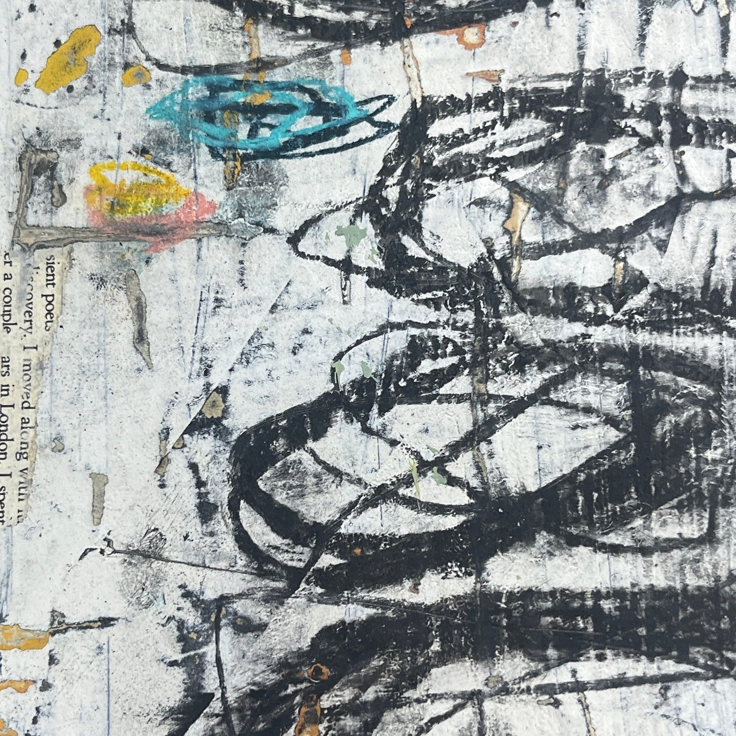 Original Grunge Minimalist Modern Art Collage Painting 8.5x11 "Schiztic" Signed
