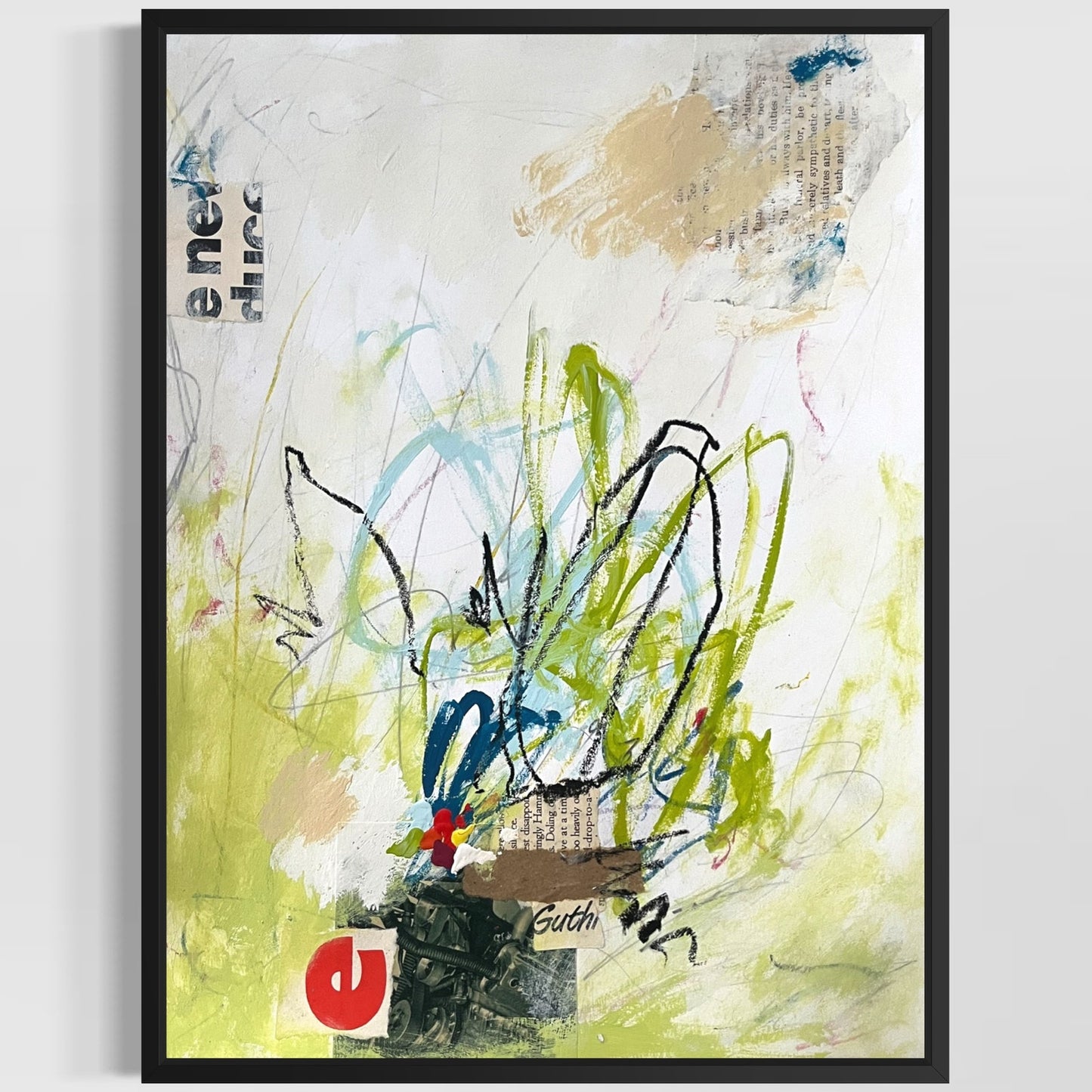 Original Abstract Modern Art Painting on Paper "Slug" #9 Signed