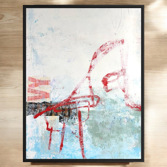 Original Mixed Media Abstract Modern Art Painting 18x24 "Cyaneous" Signed