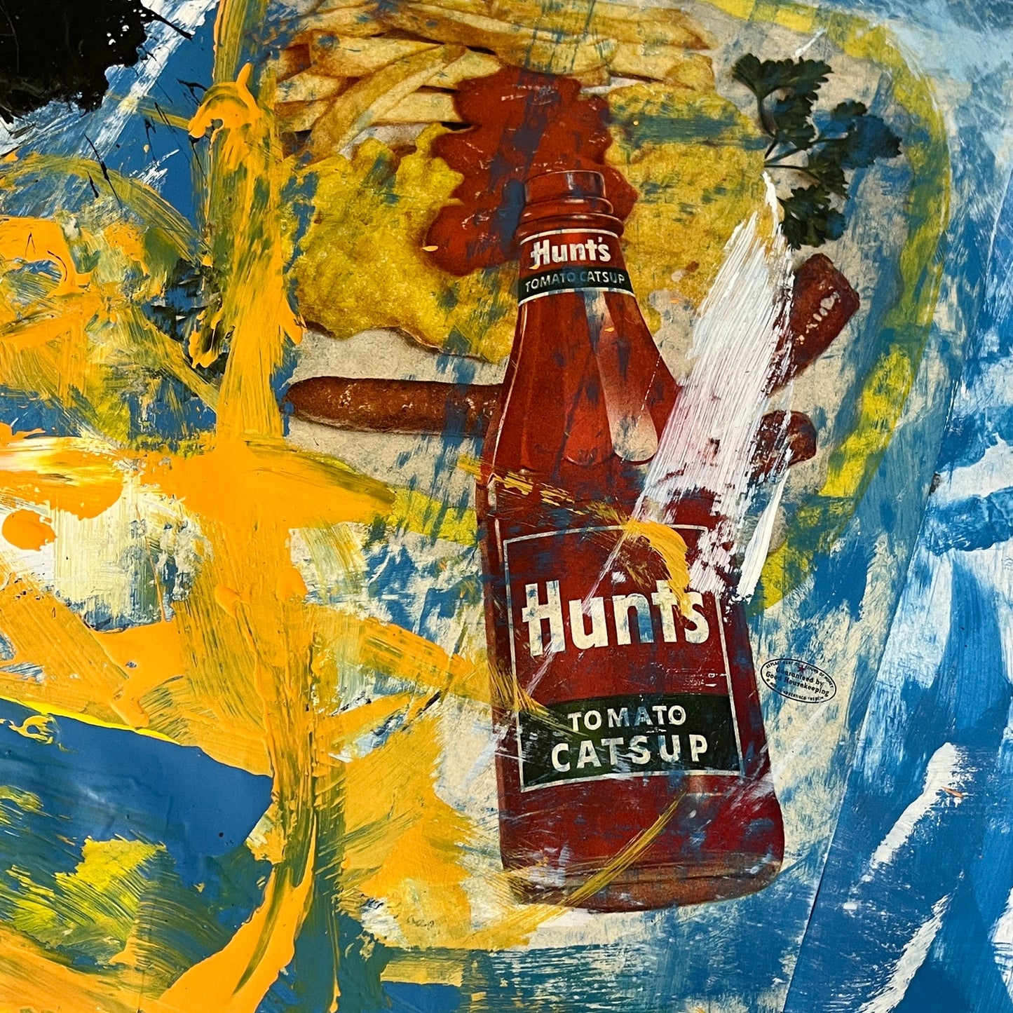 Original Mixed Media Abstract Art Painting 18x24 “Hunt's Catsup" Signed