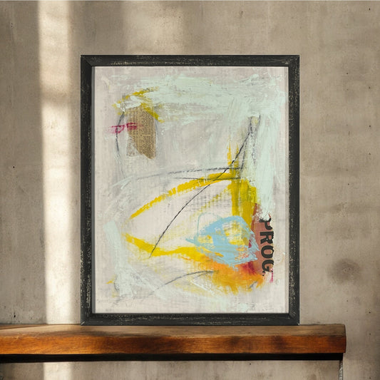 Original Framed Mixed Media Abstract Art Painting 17x21 "Implicit"