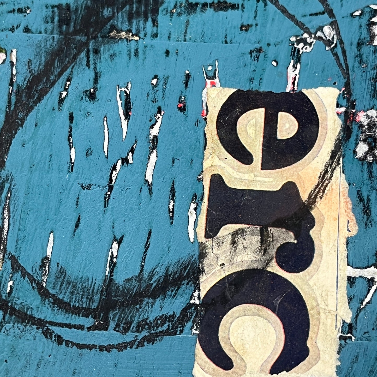 Original Grunge Minimalist Modern Art Collage Painting 8.5x11 "Theurgy" Signed