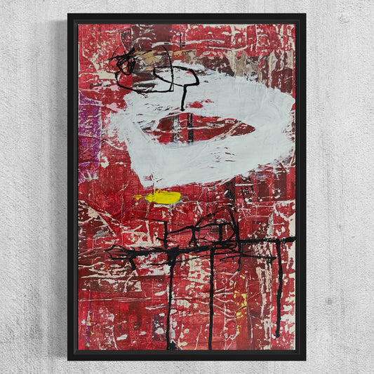 Original Framed Mixed Media Modern Art Collage Painting 12x18 "Dimension"