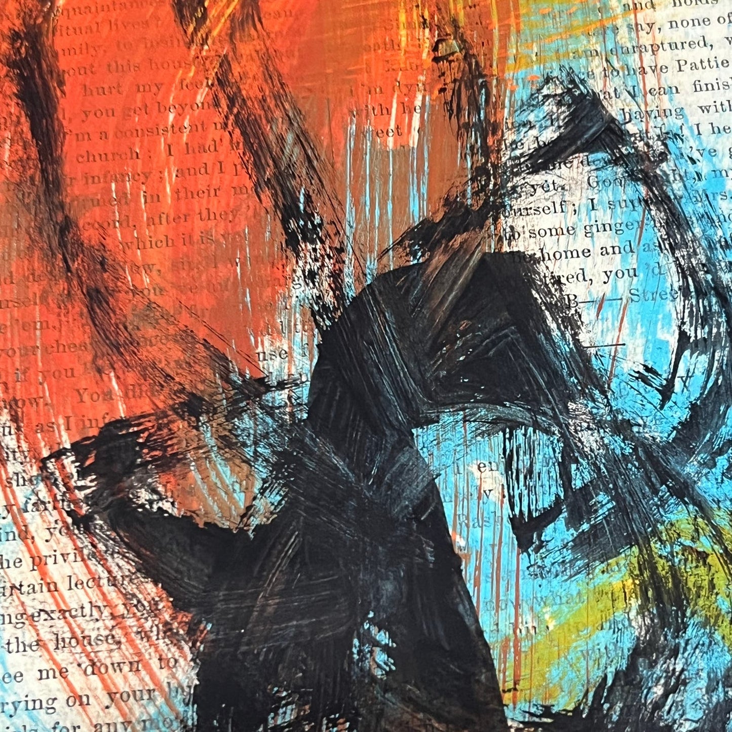 Original Mixed Media Abstract Art Painting 6x9.75” on 1861 Paper Signed #15