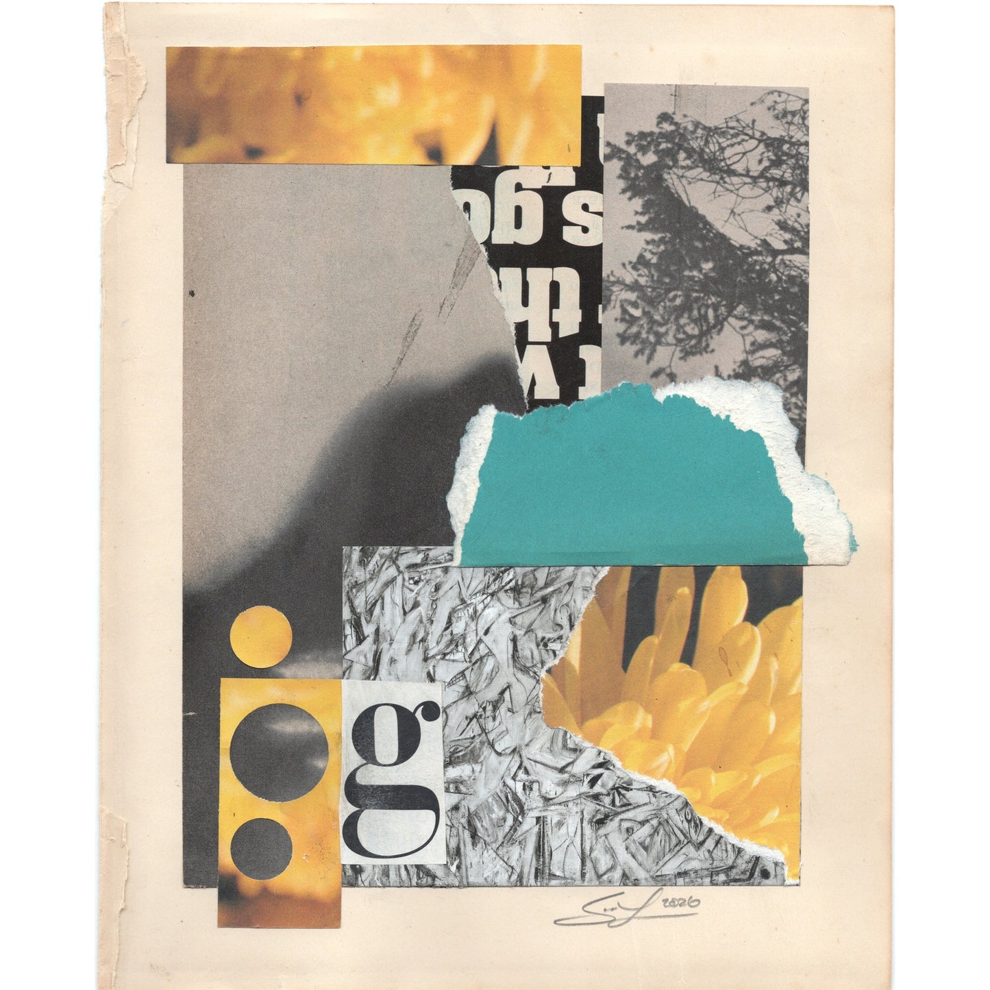 Original Mixed Media Modern Art Collage "Dolorific" 8x10" Signed