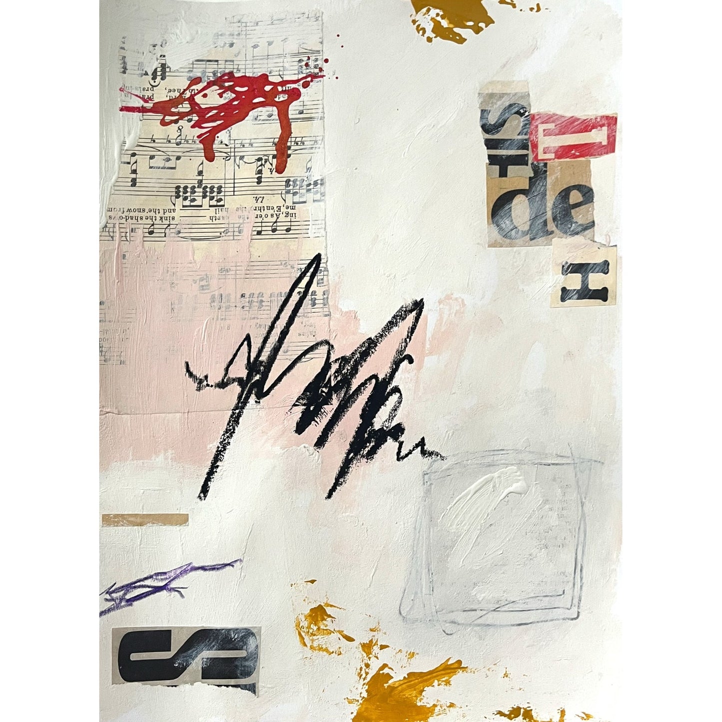 Original Abstract Modern Art Painting on Paper "Dinomania" #18 Signed
