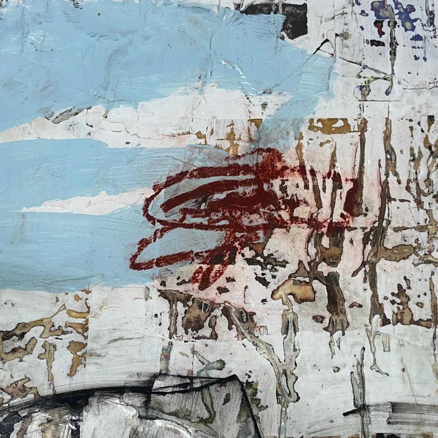 Original Framed Mixed Media Modern Art Collage Painting 12x18 "Peel"