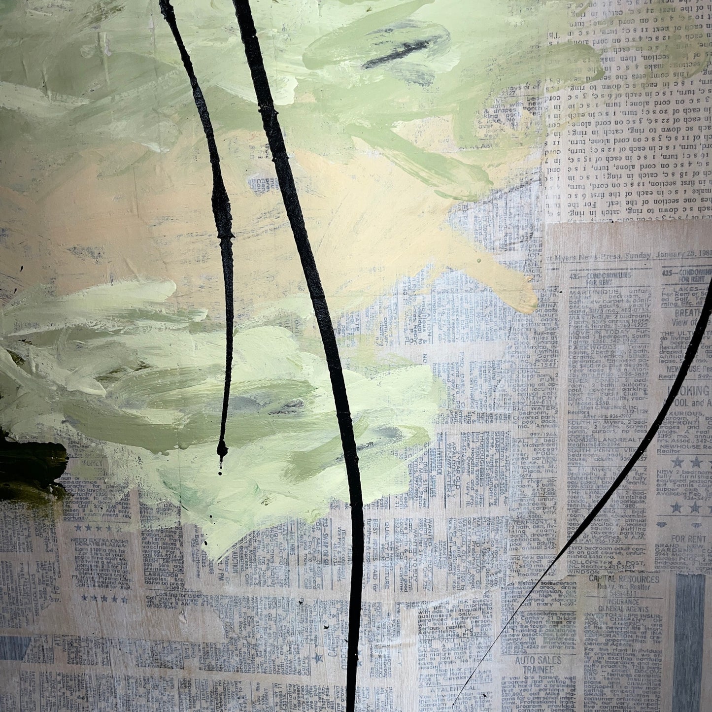 Original Mixed Media Abstract Modern Art Painting 18x24 "Stylobate" Signed