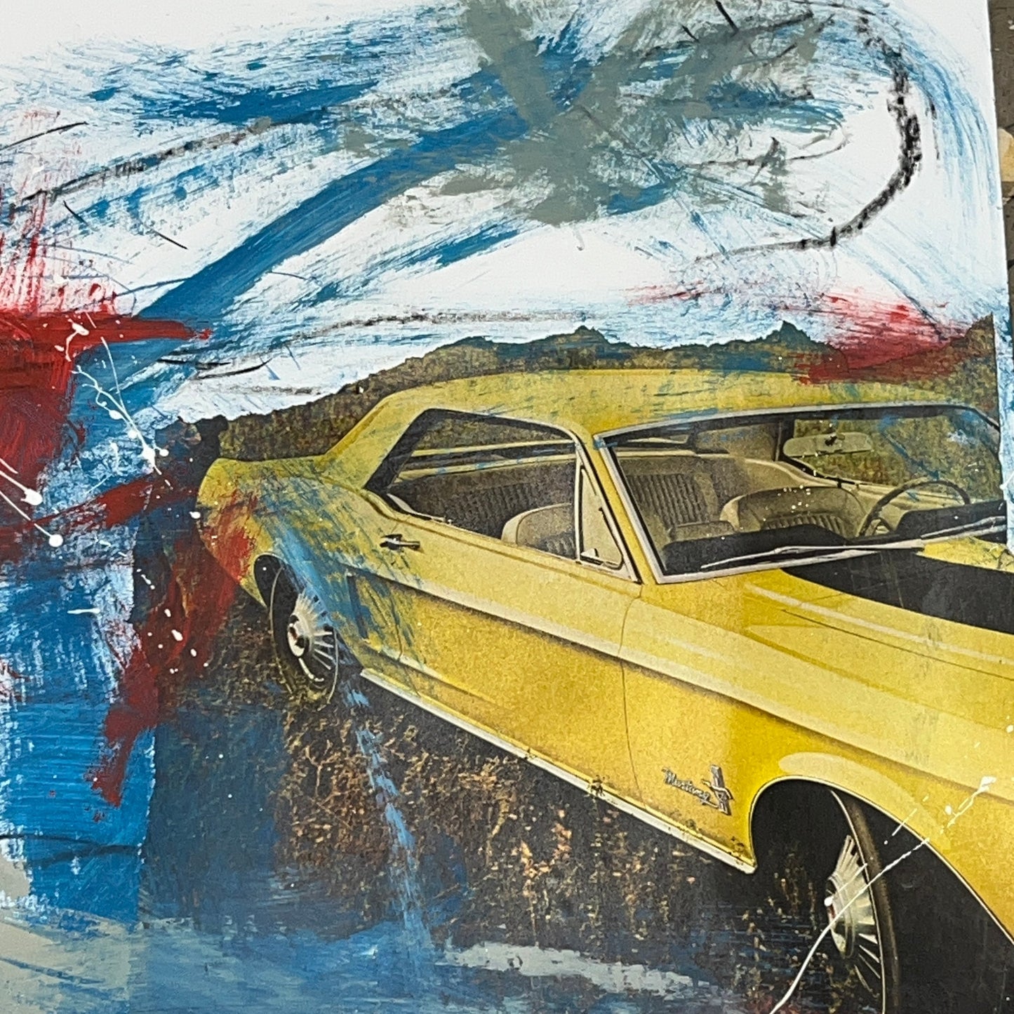 Original Abstract Art Painting 18x24 “A Ring of Invincibility 68 Yellow Mustang"